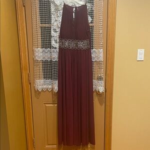 R & M Richards Burgundy Maxi Dress